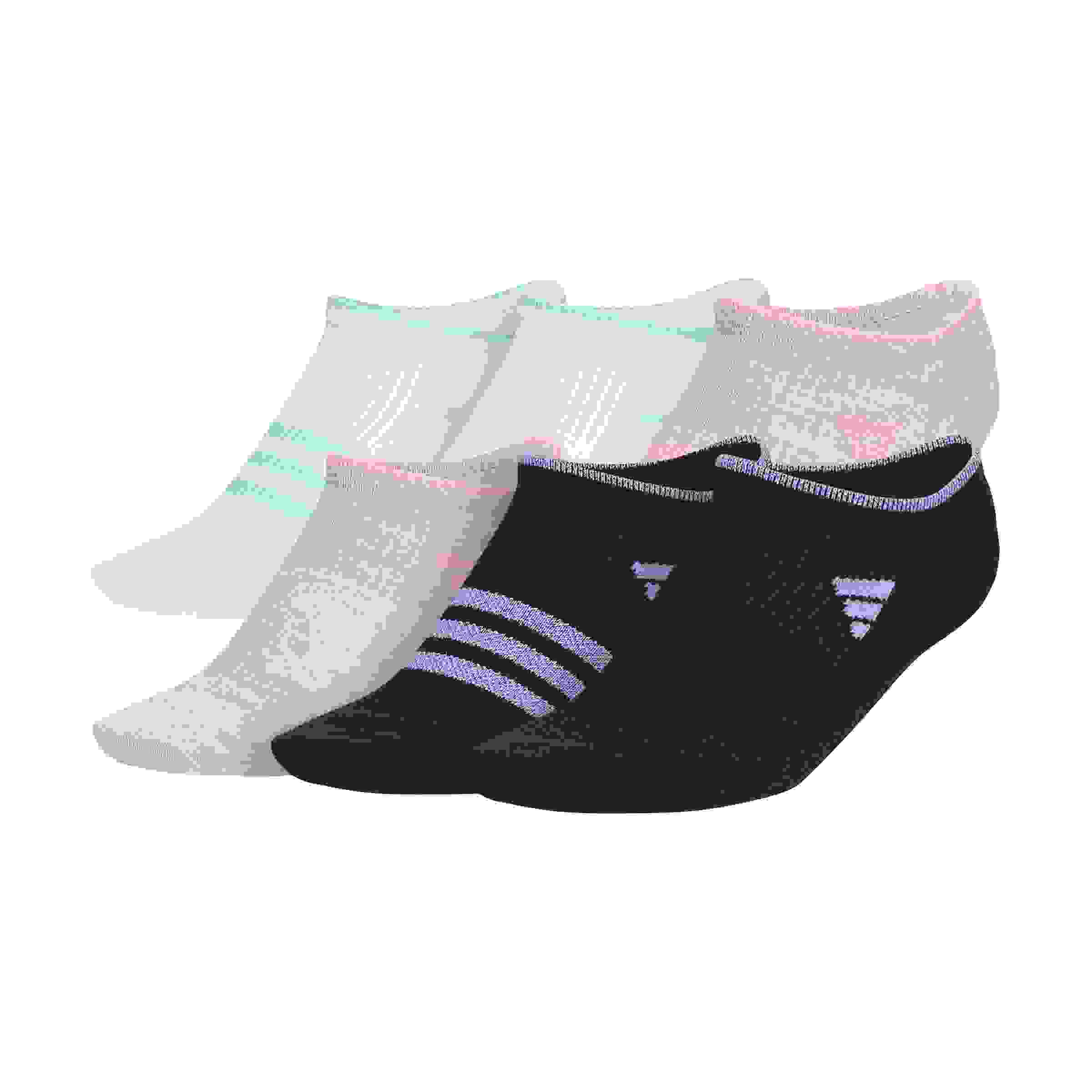 adidas Kids' Superlite 3.0 6-Pack No-Show Grey/Black/White Socks